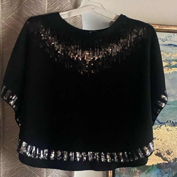 Miu Miu black cape embroidered in black and silver sequins one size - Picture 1 of 10